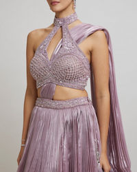 Twamev Women Dusty Pink Festive Lehenga