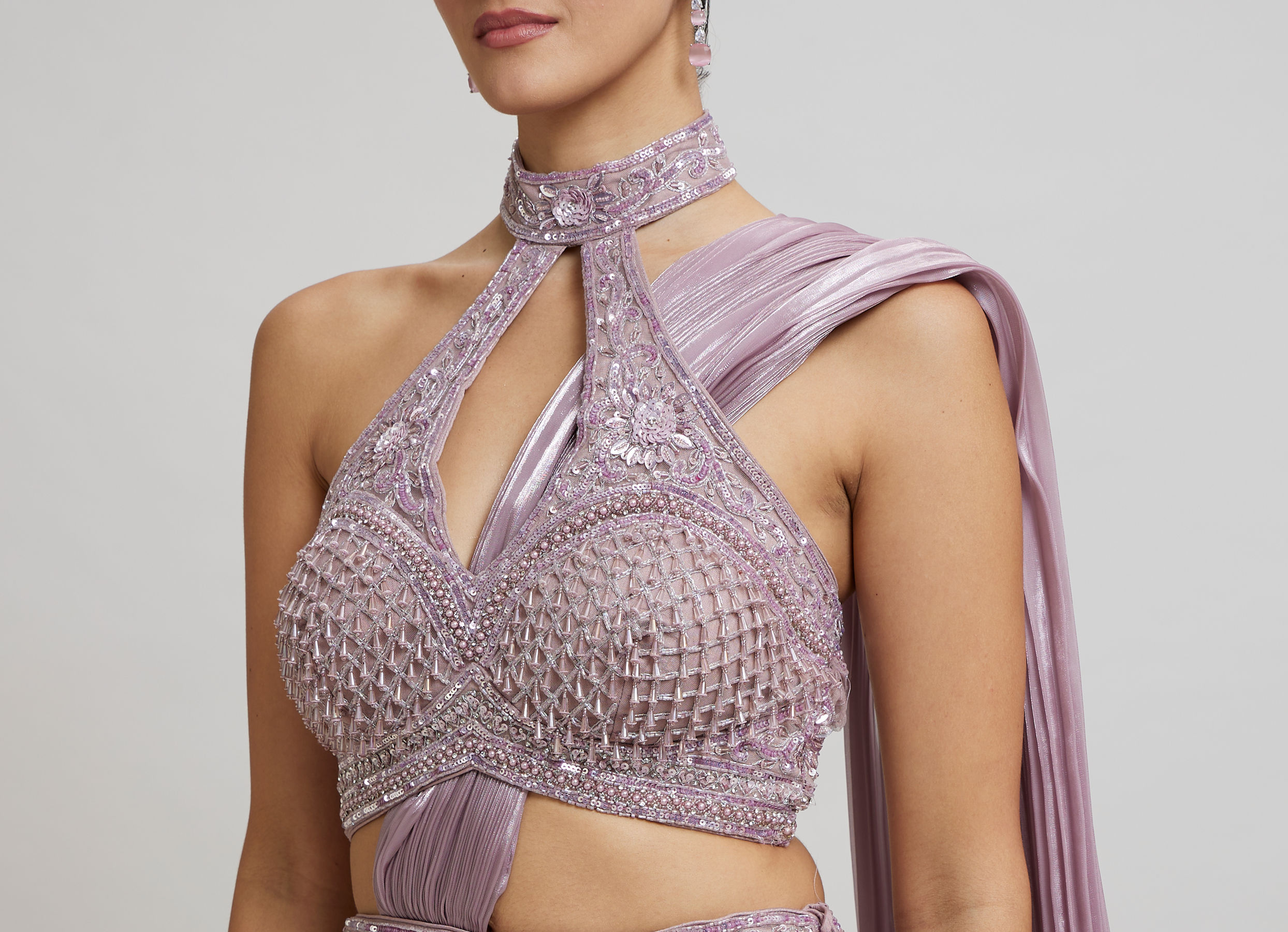 Twamev Women Dusty Pink Festive Lehenga