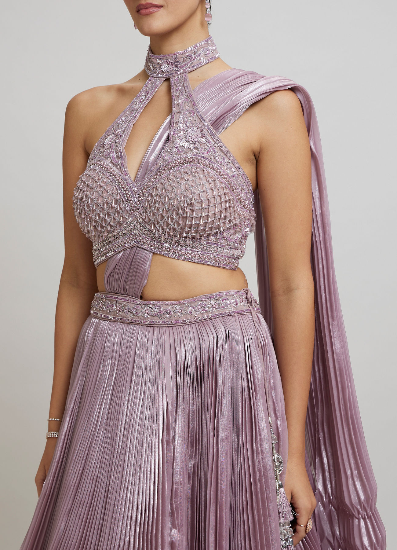 Twamev Women Dusty Pink Festive Lehenga