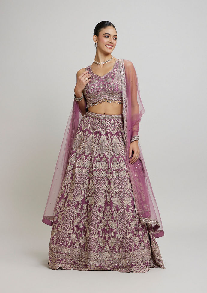 Twamev Women Purple Elegance Lehenga