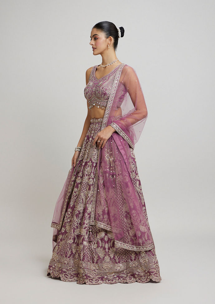 Twamev Women Purple Elegance Lehenga