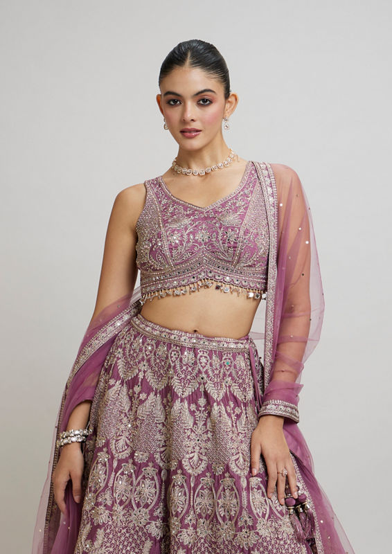 Twamev Women Purple Elegance Lehenga