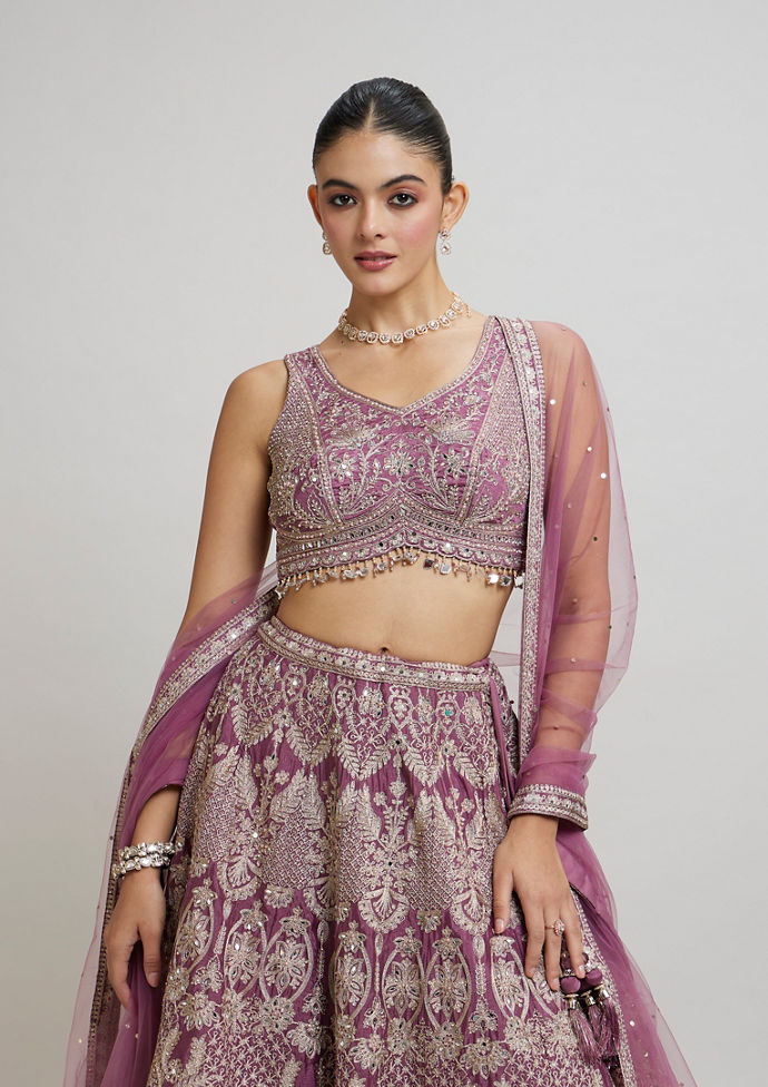 Twamev Women Purple Elegance Lehenga