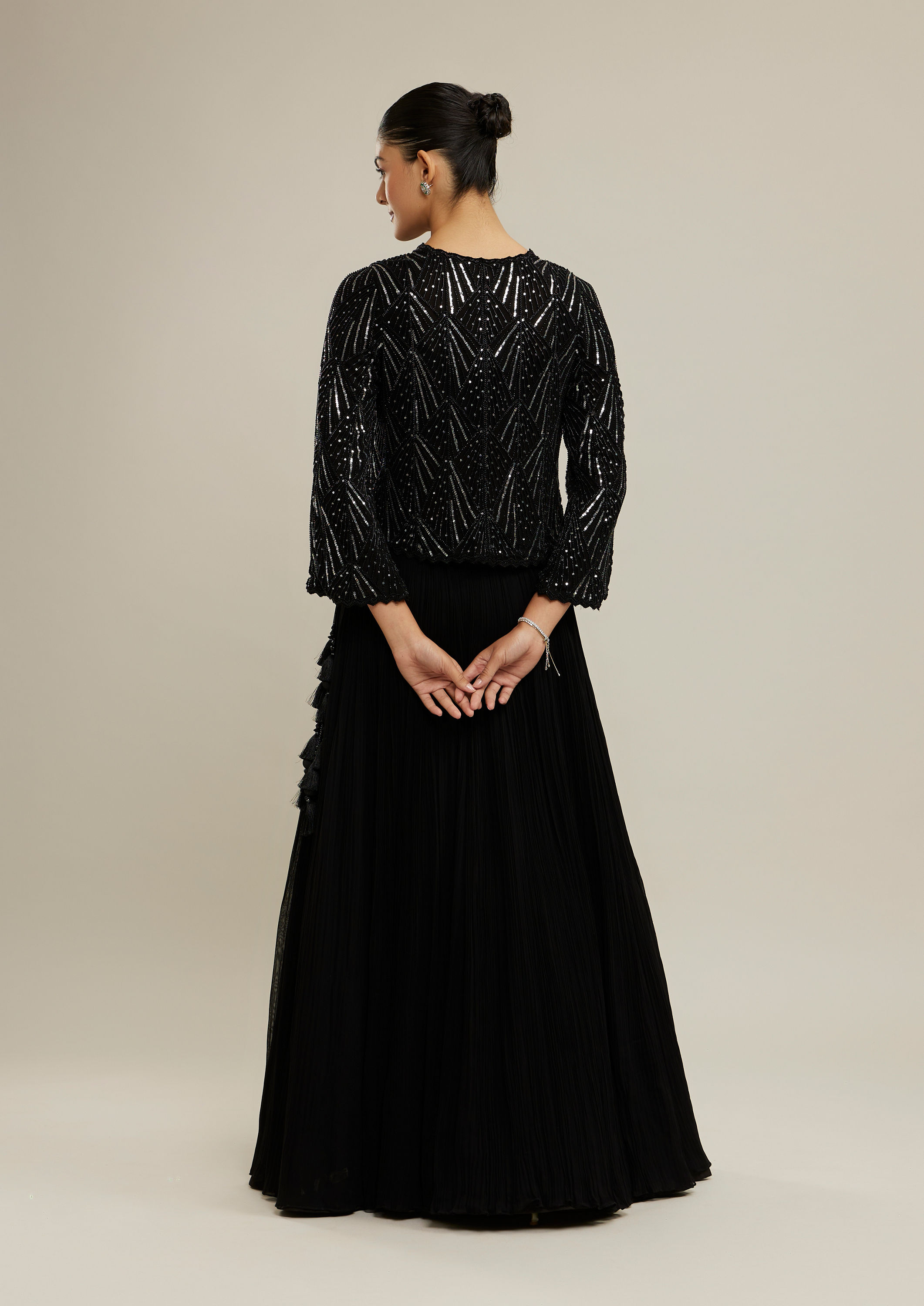 Twamev Women Ethereal Black Georgette Lehenga