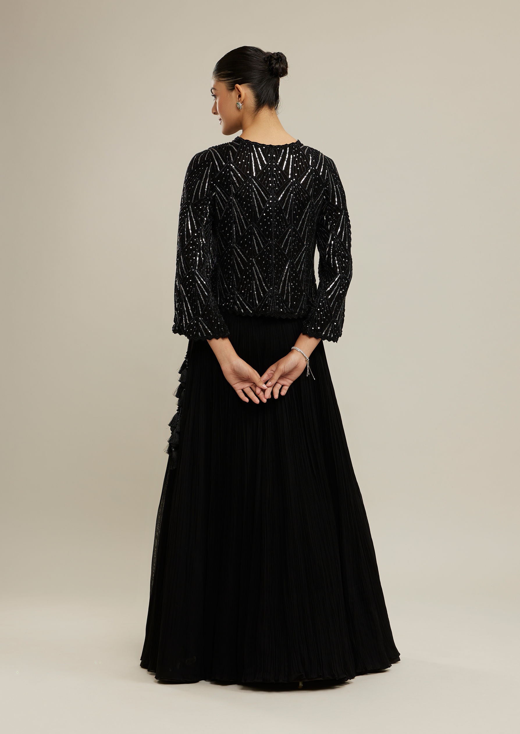 Twamev Women Ethereal Black Georgette Lehenga