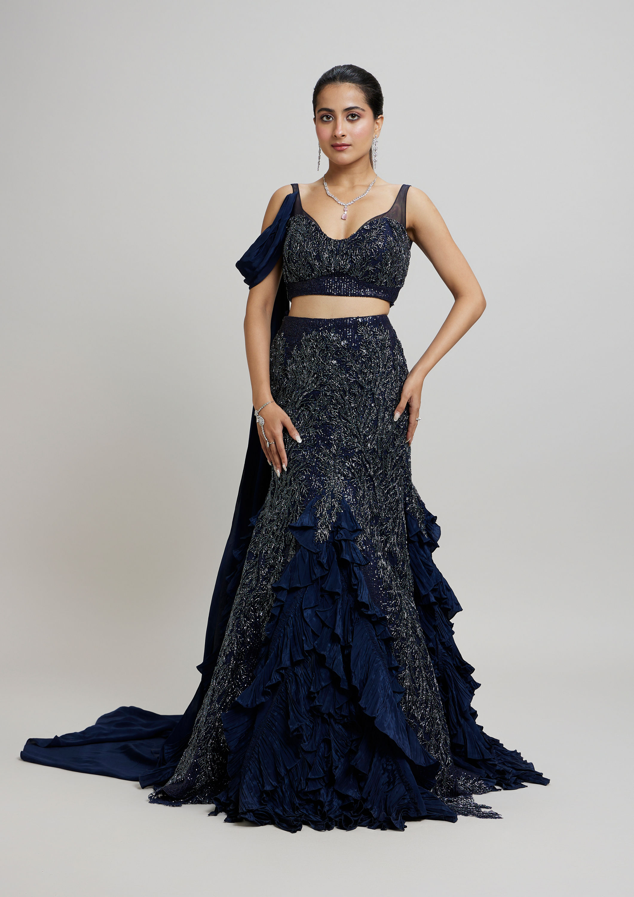 Twamev Women Indigo Blue Enchanting Lehenga
