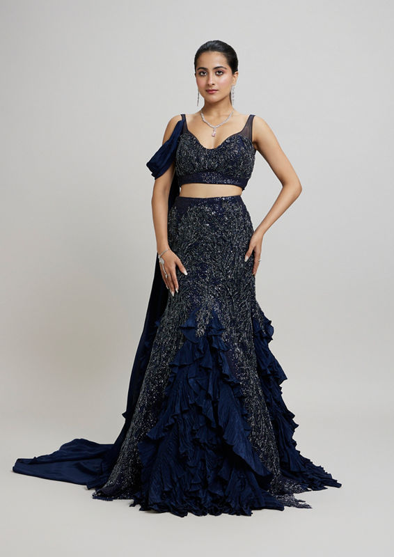 Twamev Women Indigo Blue Enchanting Lehenga