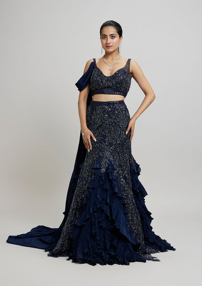 Twamev Women Indigo Blue Enchanting Lehenga