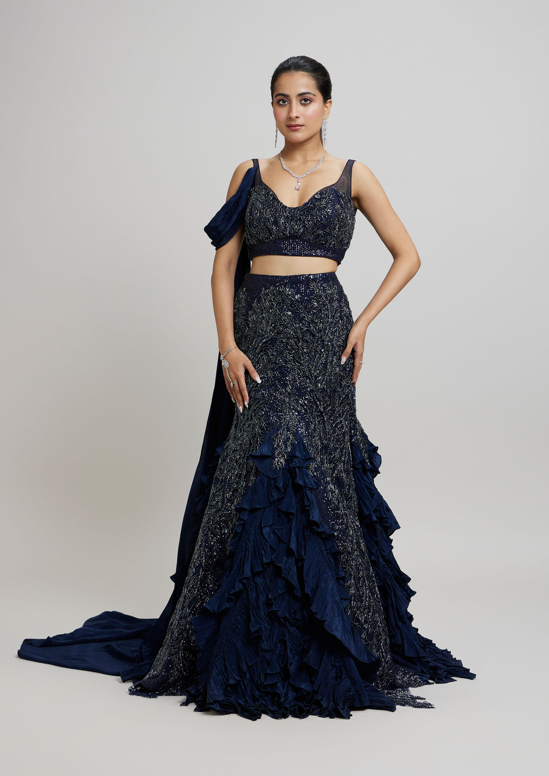 Twamev Women Indigo Blue Enchanting Lehenga
