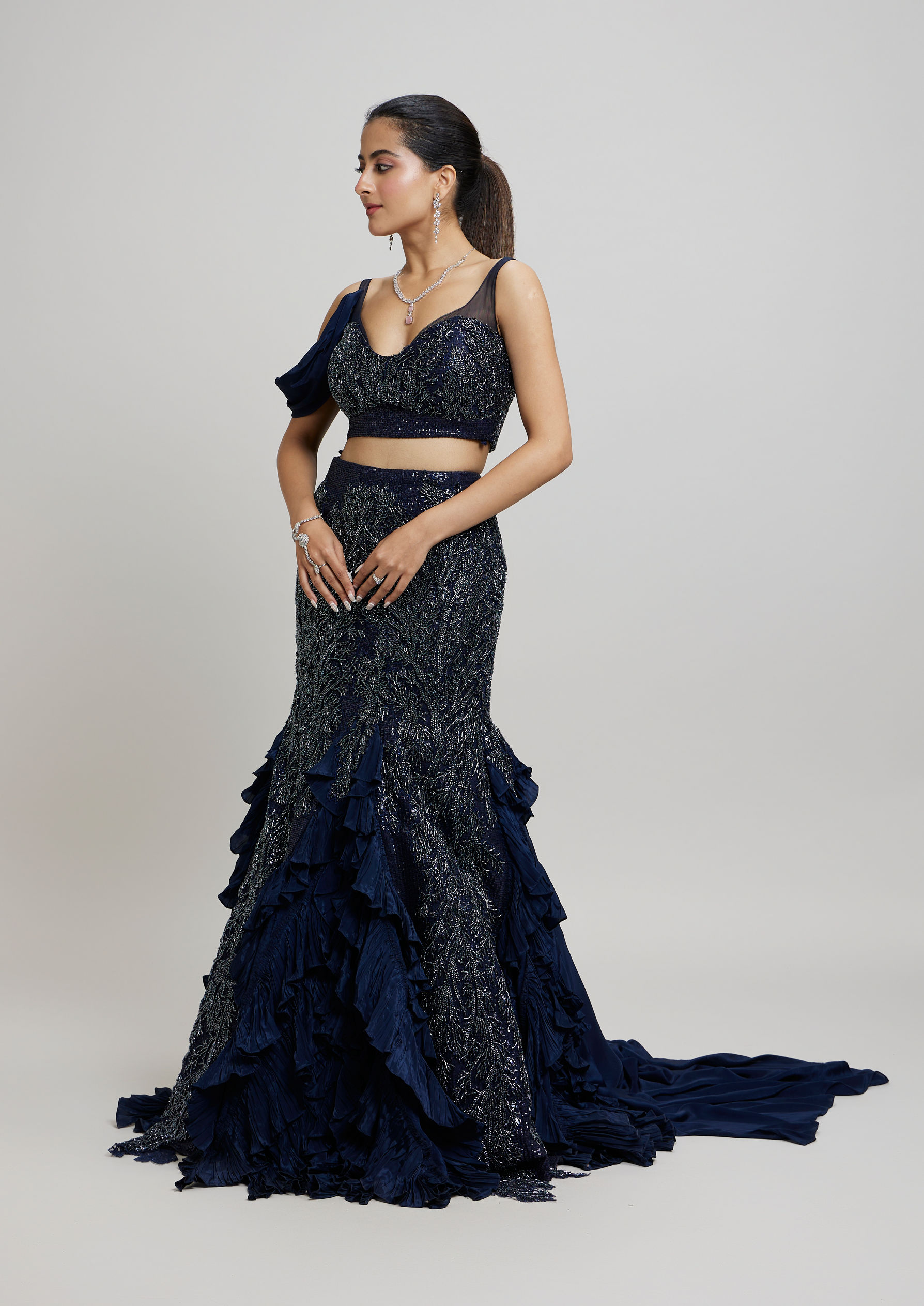 Twamev Women Indigo Blue Enchanting Lehenga