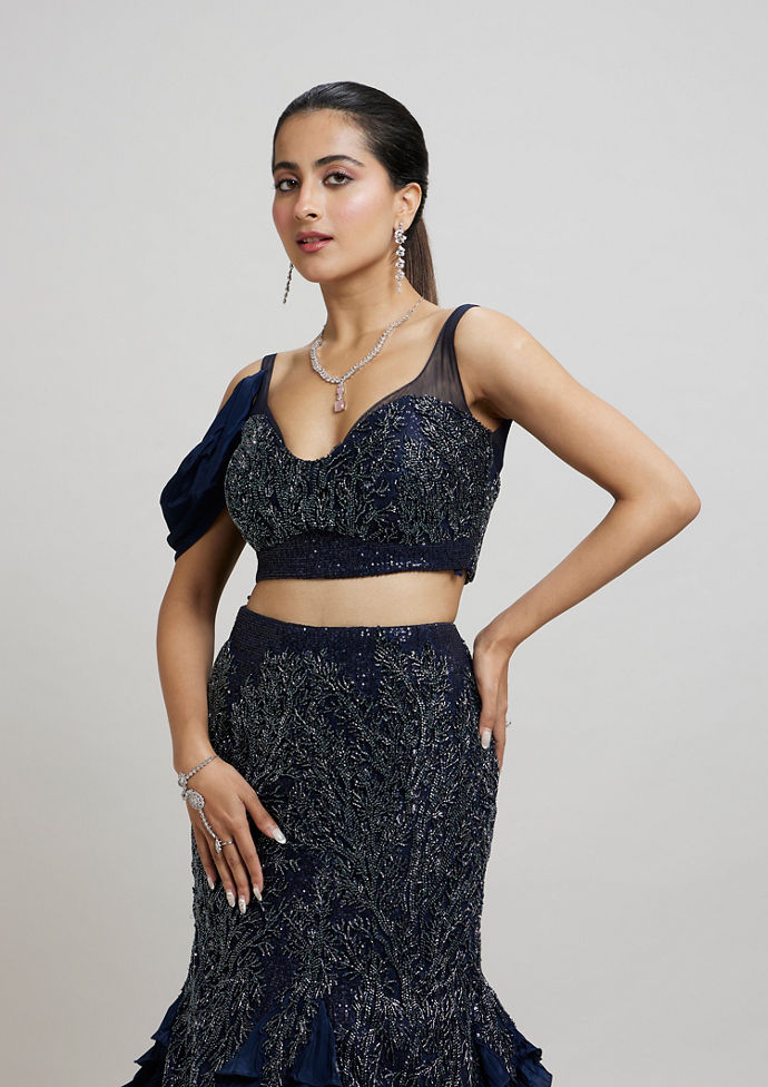 Twamev Women Indigo Blue Enchanting Lehenga
