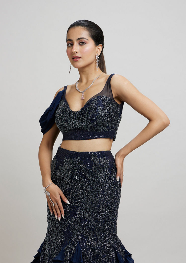 Twamev Women Indigo Blue Enchanting Lehenga