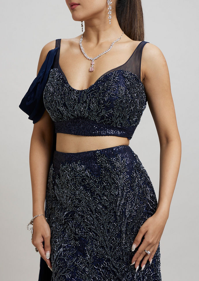 Twamev Women Indigo Blue Enchanting Lehenga