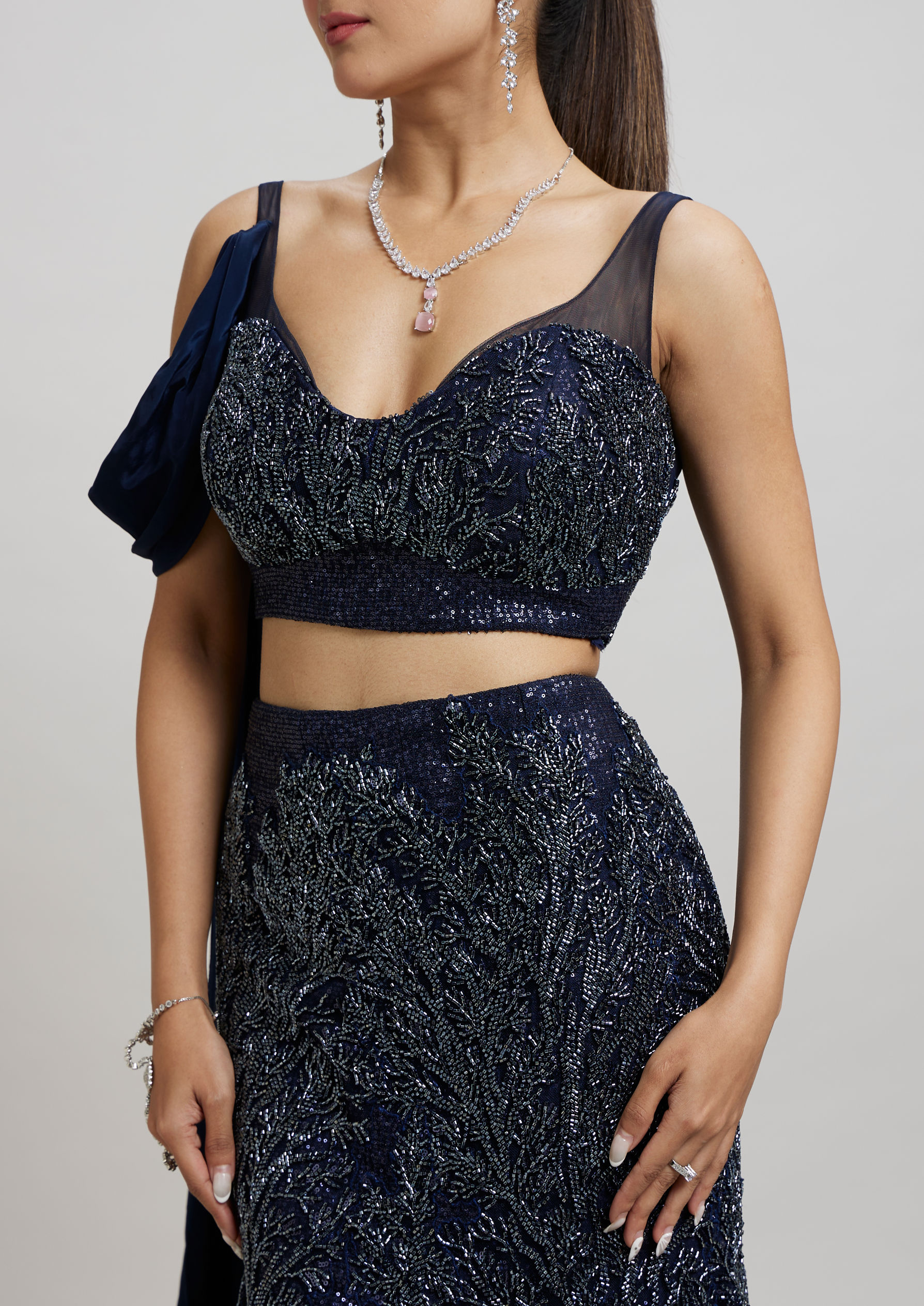 Twamev Women Indigo Blue Enchanting Lehenga