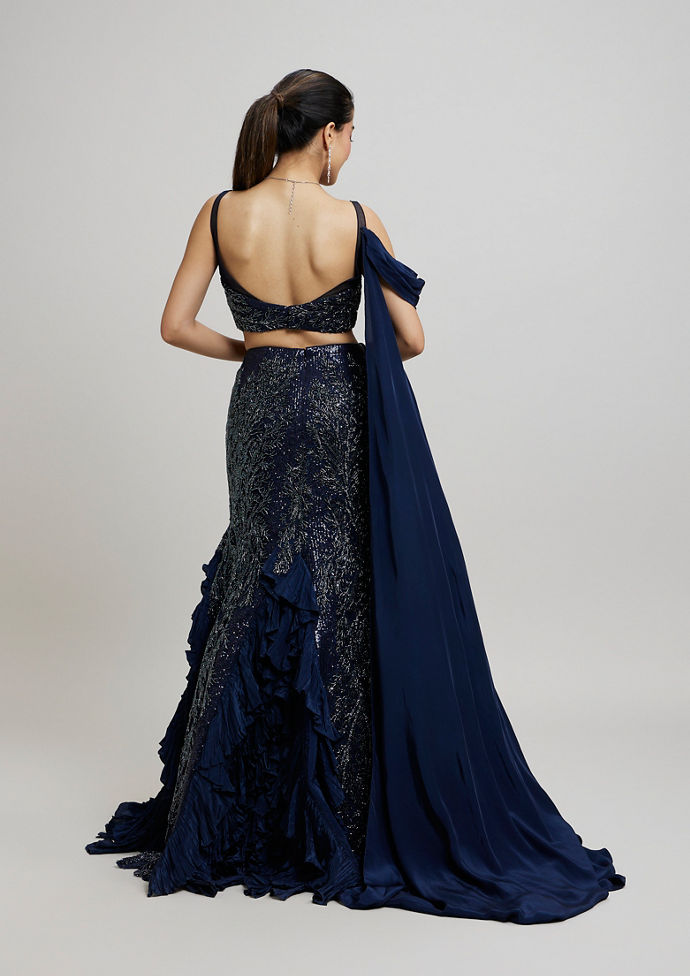 Twamev Women Indigo Blue Enchanting Lehenga