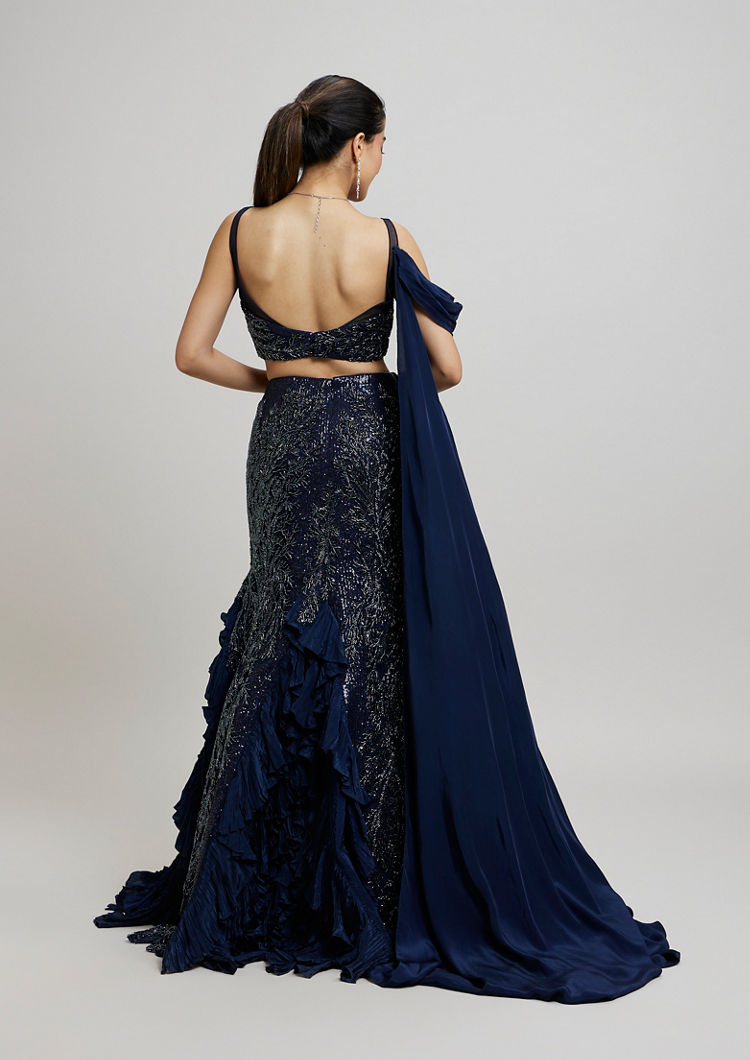 Twamev Women Indigo Blue Enchanting Lehenga