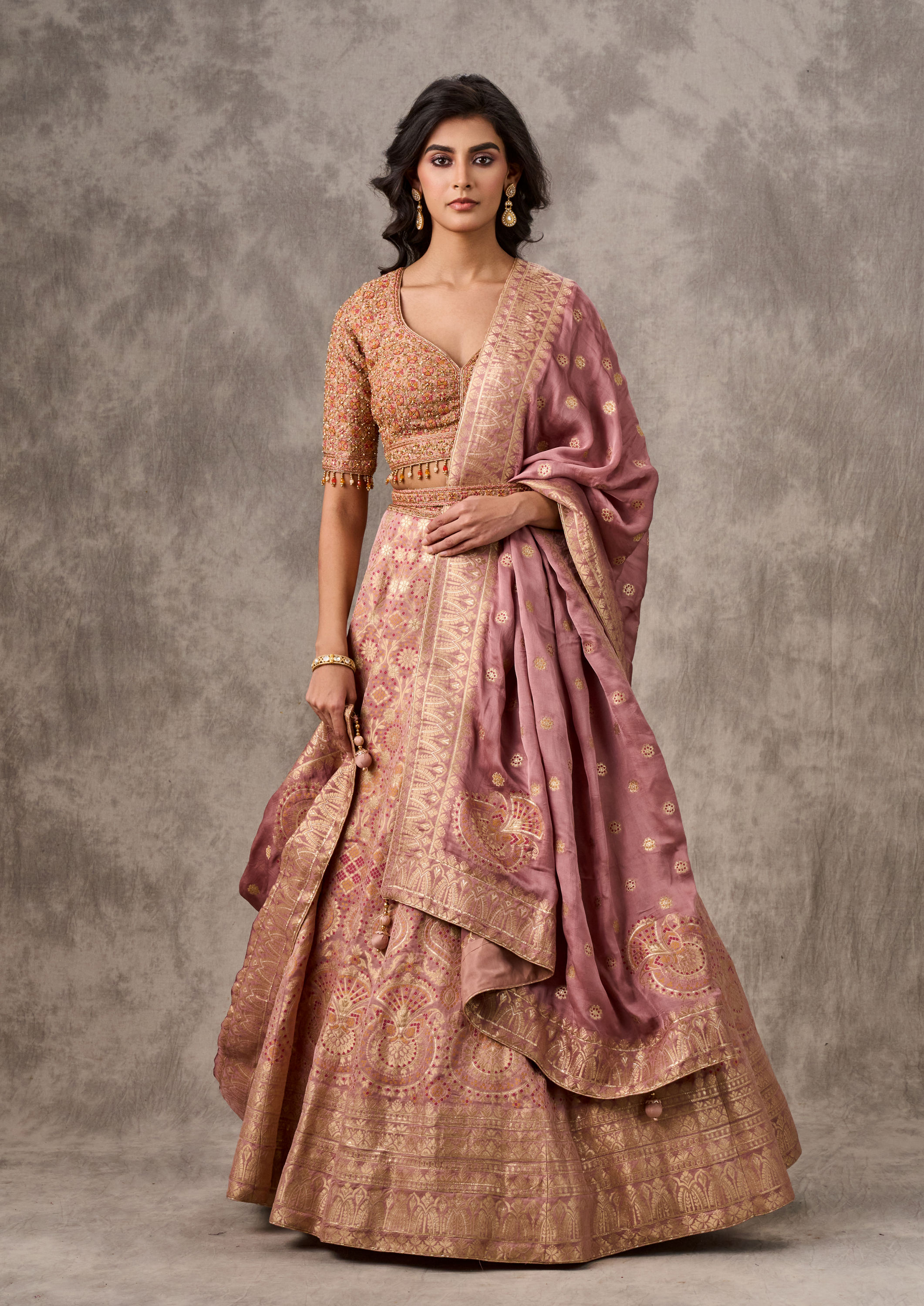 Twamev Women Pink Elegance Ensemble Lehenga