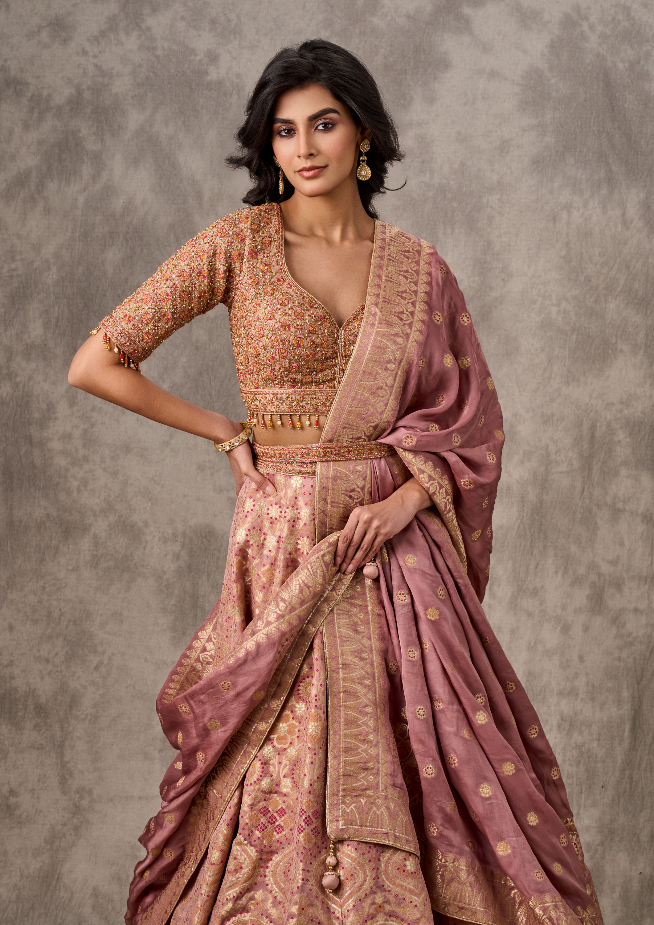 Twamev Women Pink Elegance Ensemble Lehenga
