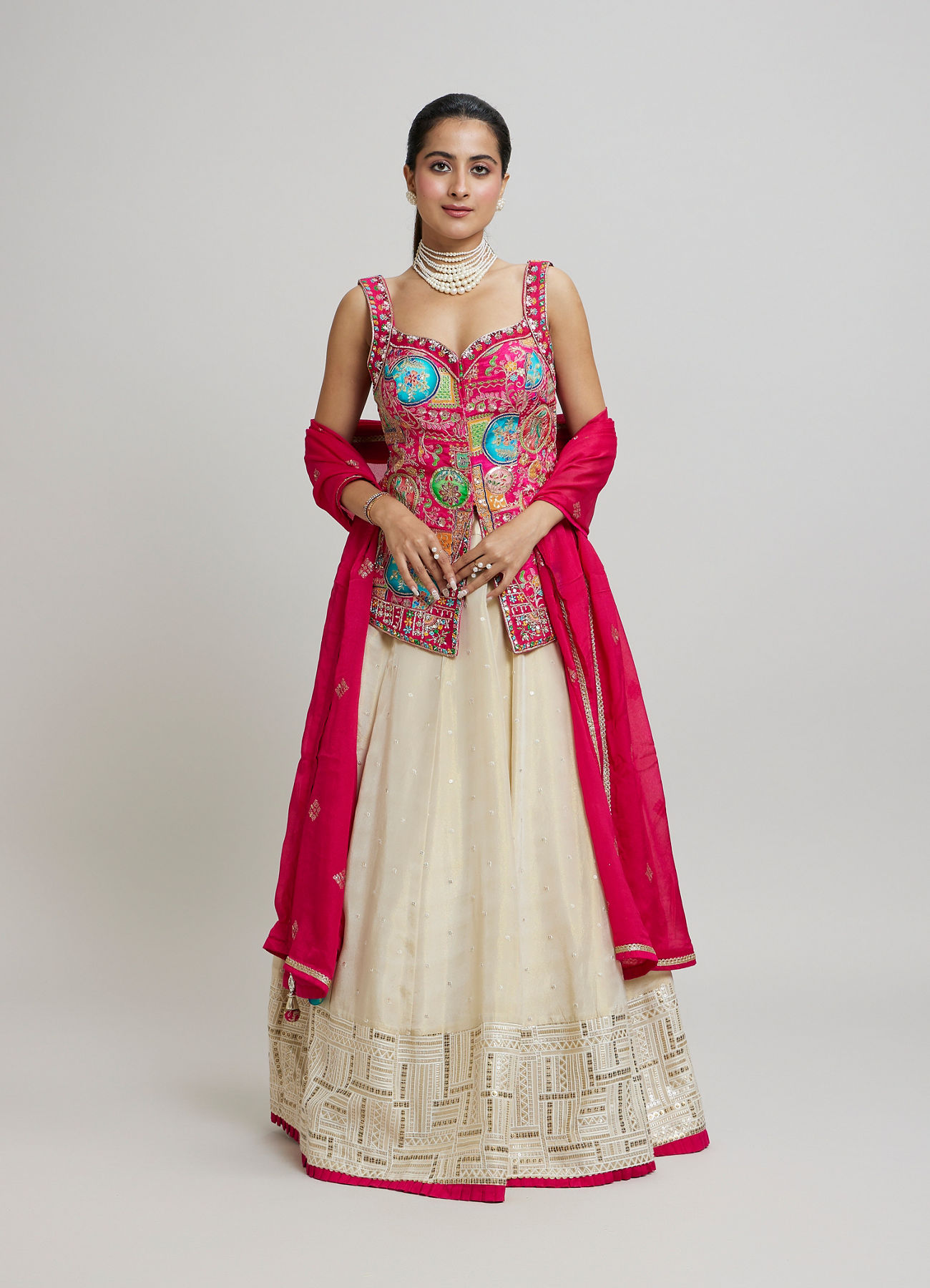 Twamev Women Radiant Pink Dream Lehenga