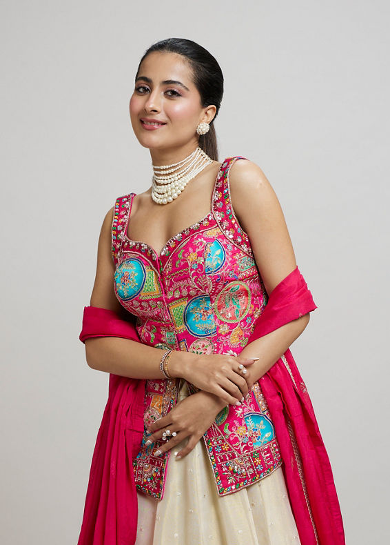 Twamev Women Radiant Pink Dream Lehenga