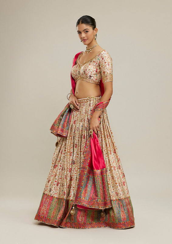 Twamev Women Cream Magic Splendor Lehenga