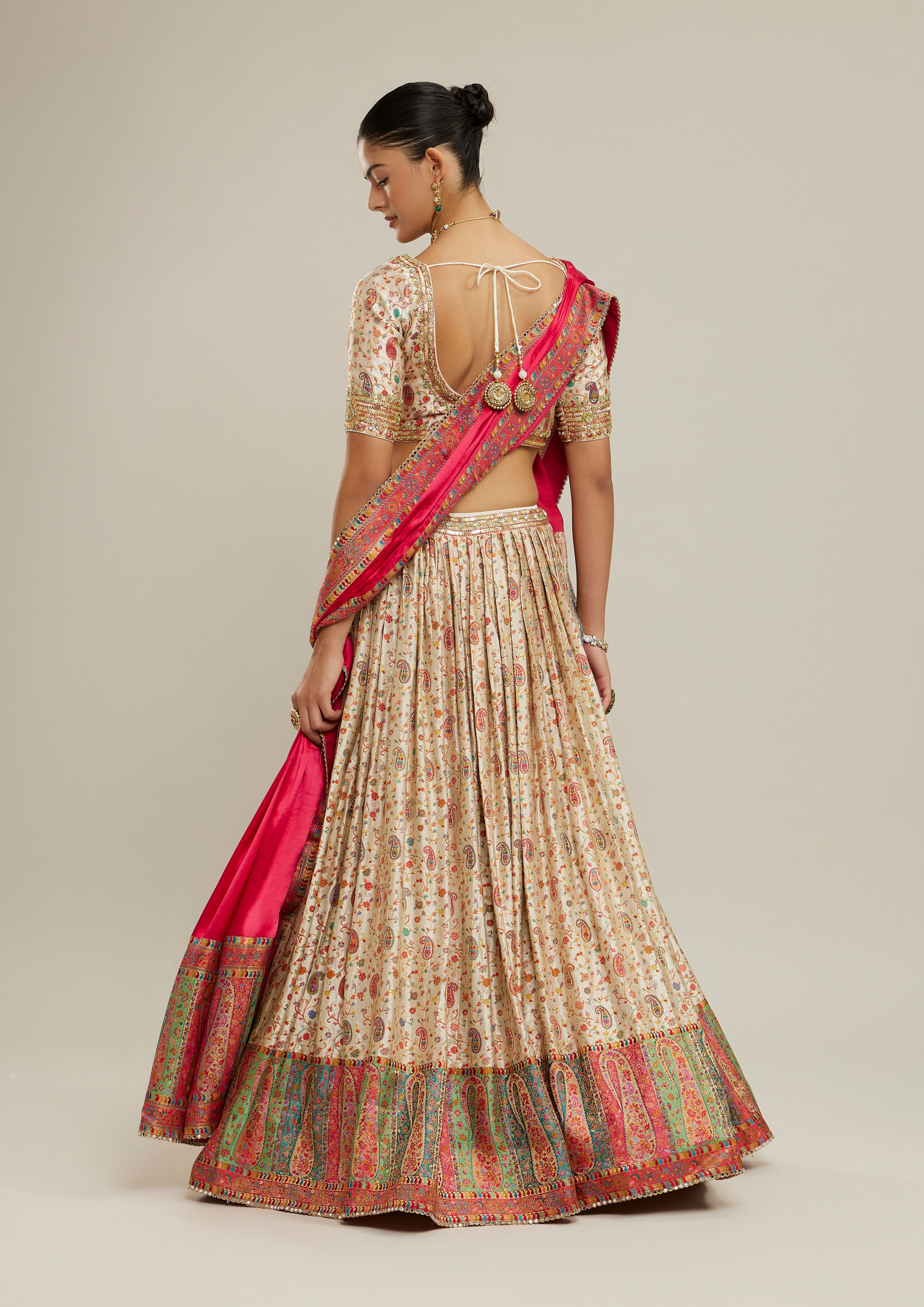 Twamev Women Cream Magic Splendor Lehenga