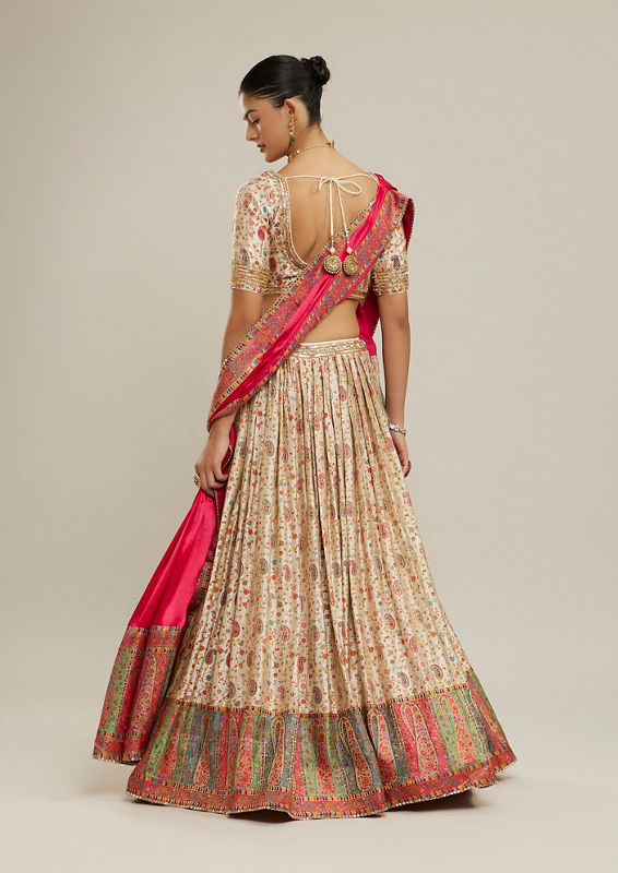 Twamev Women Cream Magic Splendor Lehenga