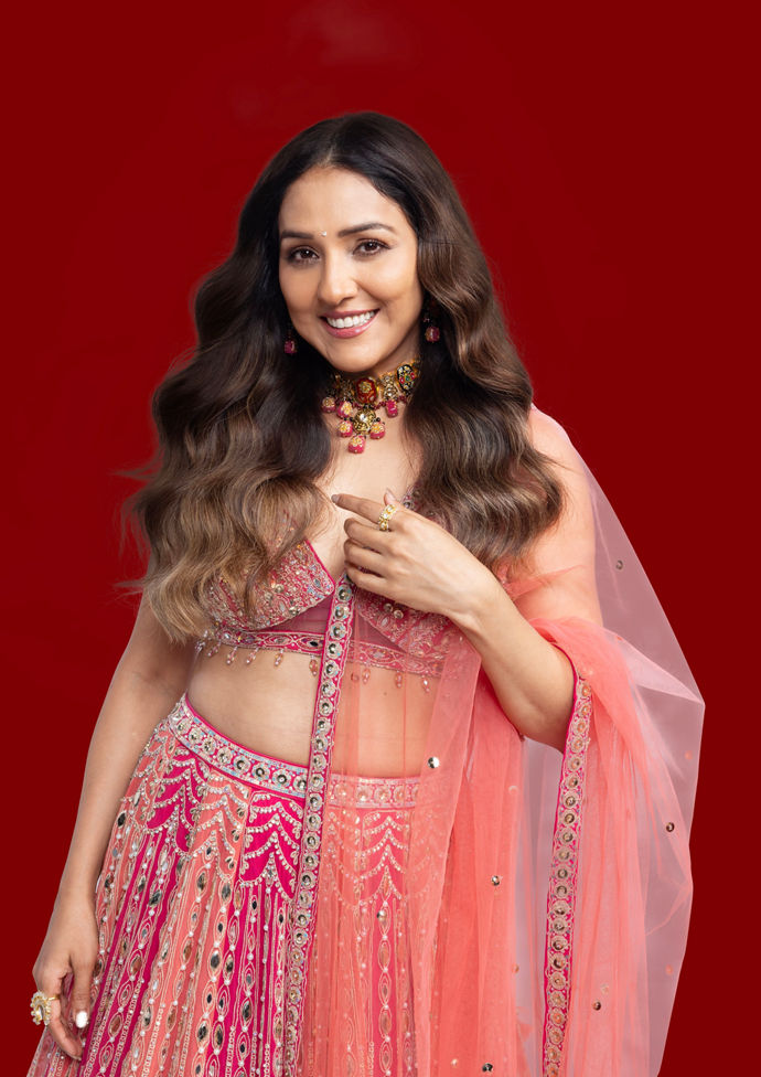 Twamev Women Exquisite Pink Georgette Lehenga