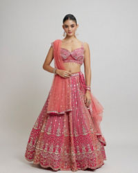 Twamev Women Exquisite Pink Georgette Lehenga