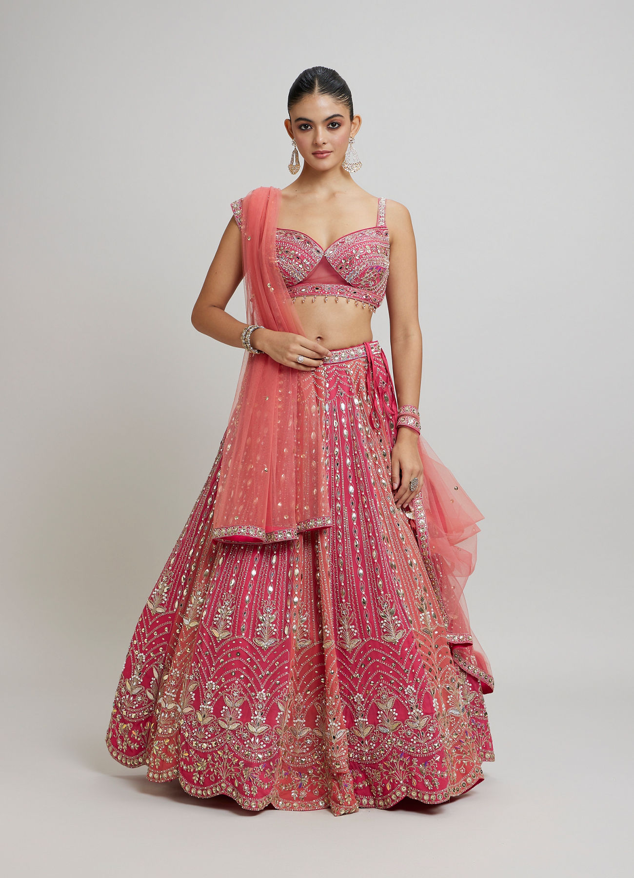 Twamev Women Exquisite Pink Georgette Lehenga