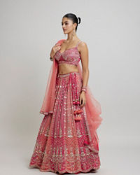 Twamev Women Exquisite Pink Georgette Lehenga