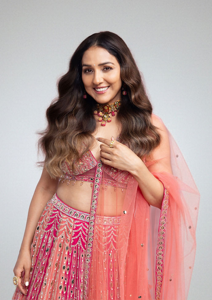 Twamev Women Exquisite Pink Georgette Lehenga