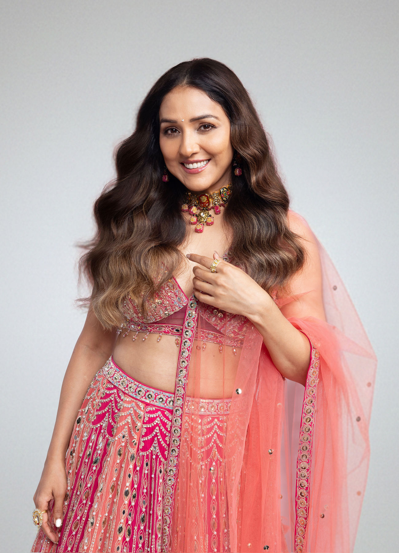 Twamev Women Exquisite Pink Georgette Lehenga