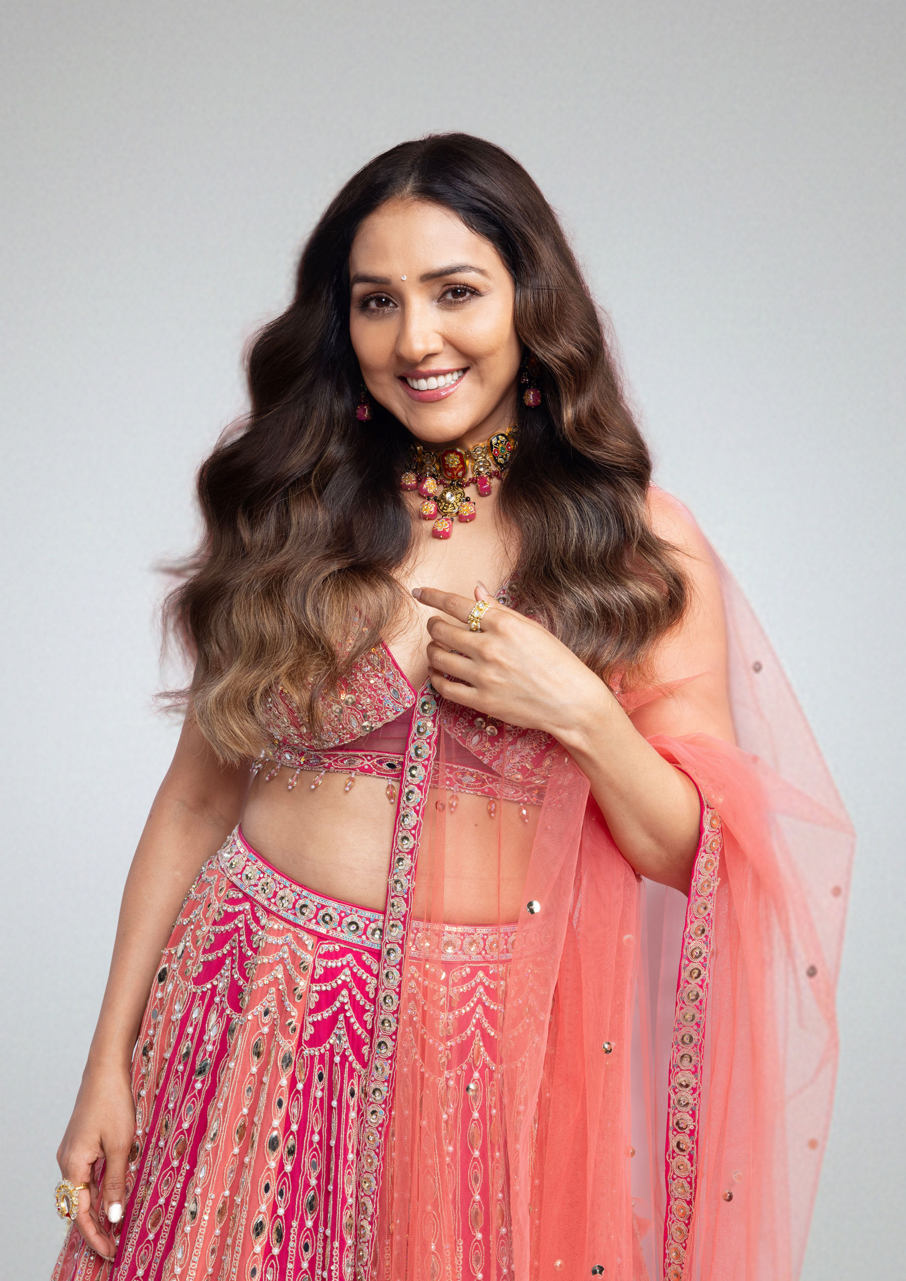 Twamev Women Exquisite Pink Georgette Lehenga