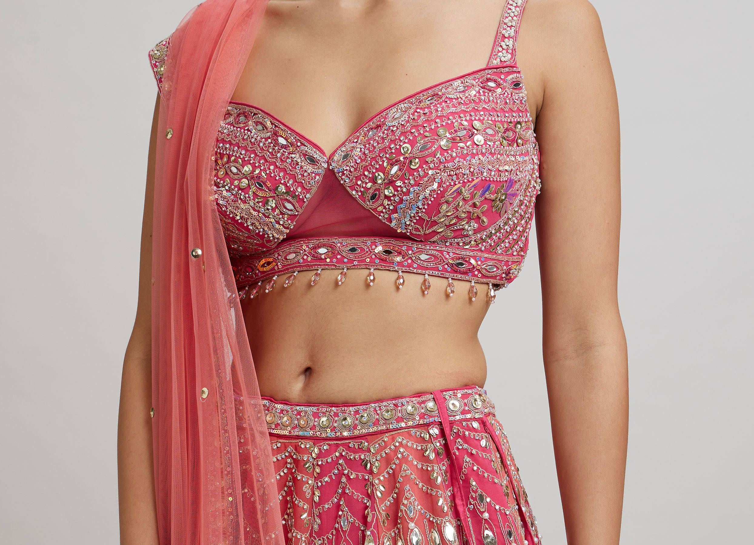 Twamev Women Exquisite Pink Georgette Lehenga