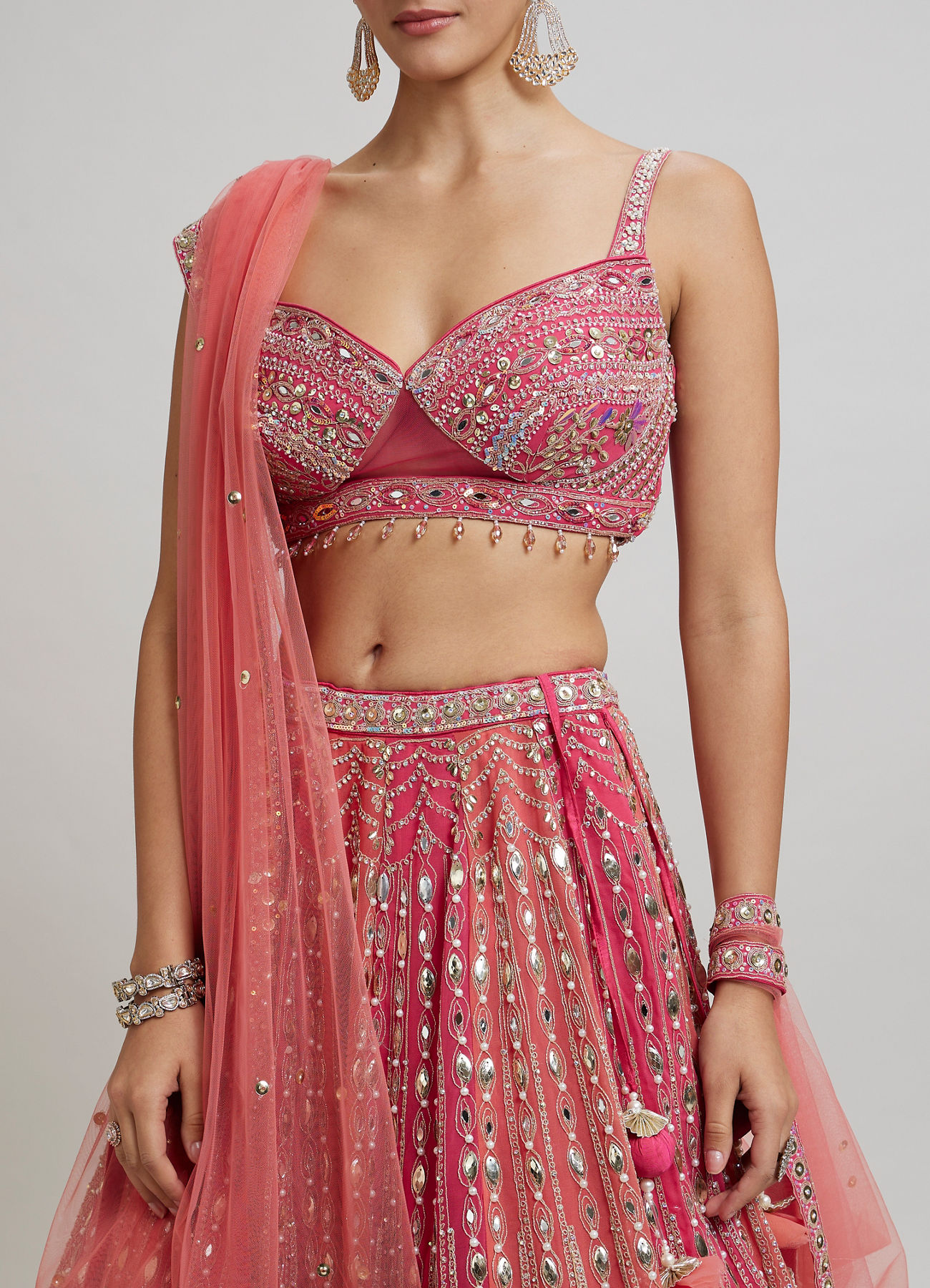 Twamev Women Exquisite Pink Georgette Lehenga