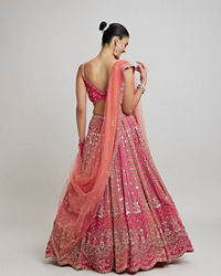 Twamev Women Exquisite Pink Georgette Lehenga