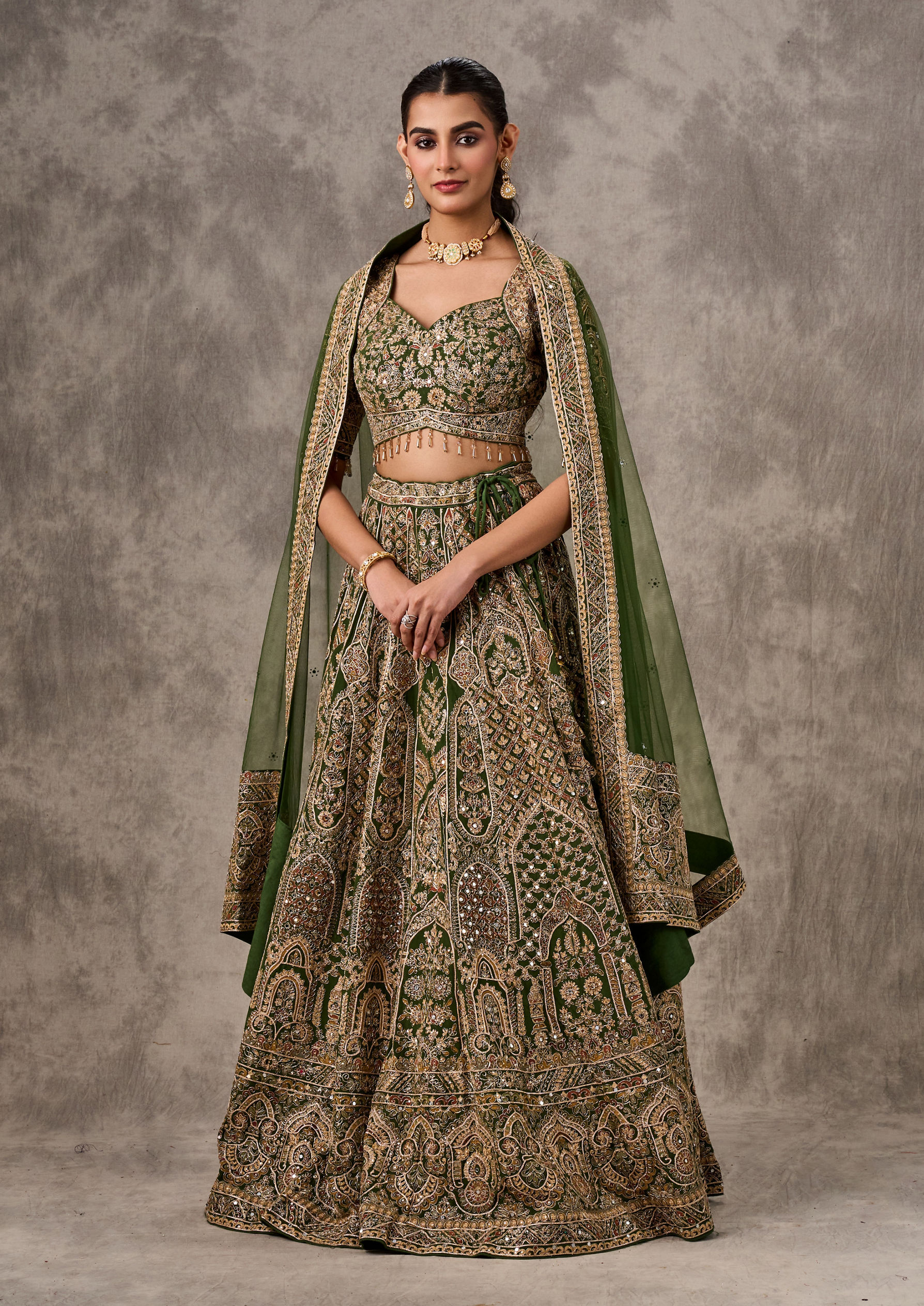 Twamev Women Emerald Enchantment Lehenga
