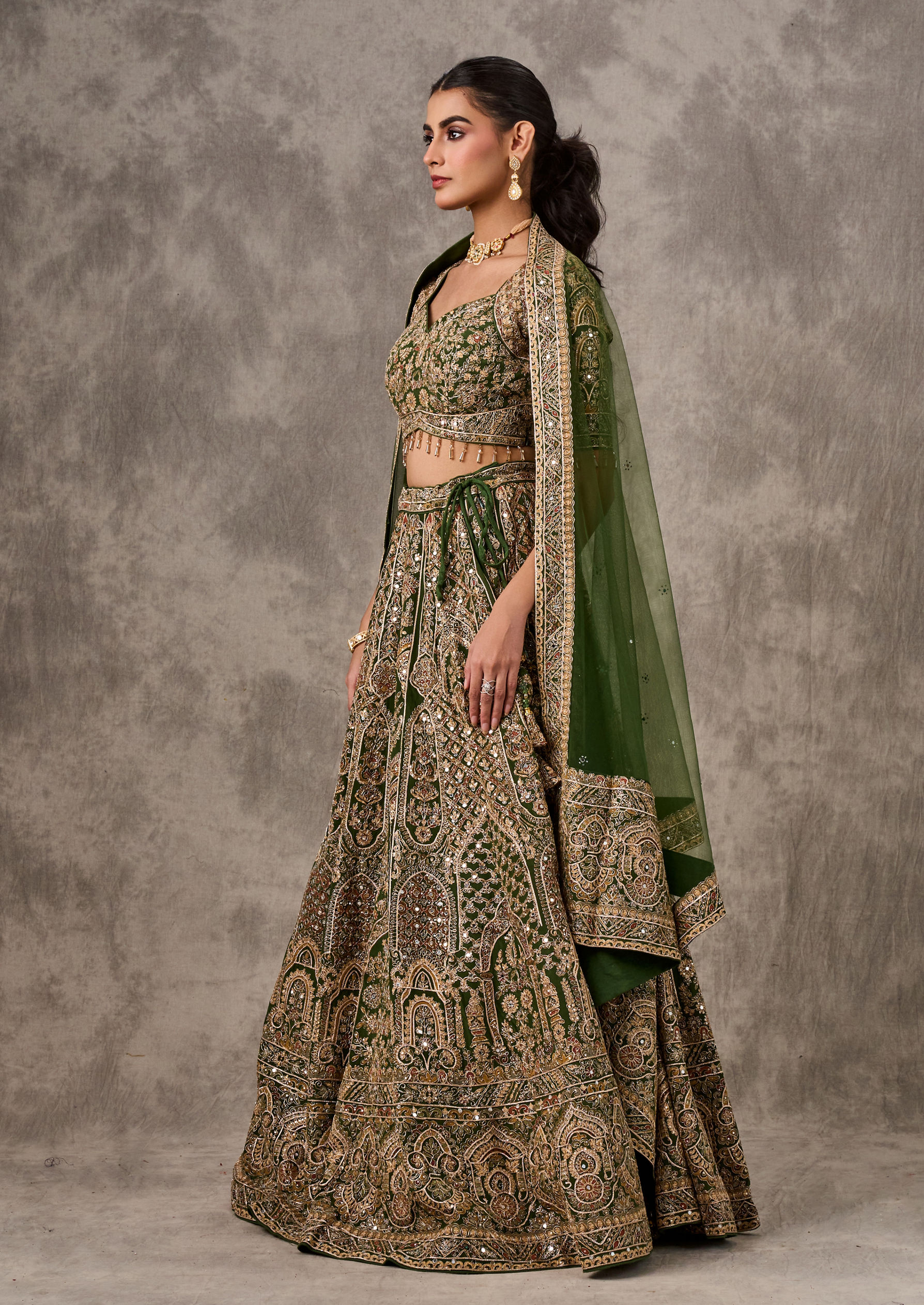 Twamev Women Emerald Enchantment Lehenga