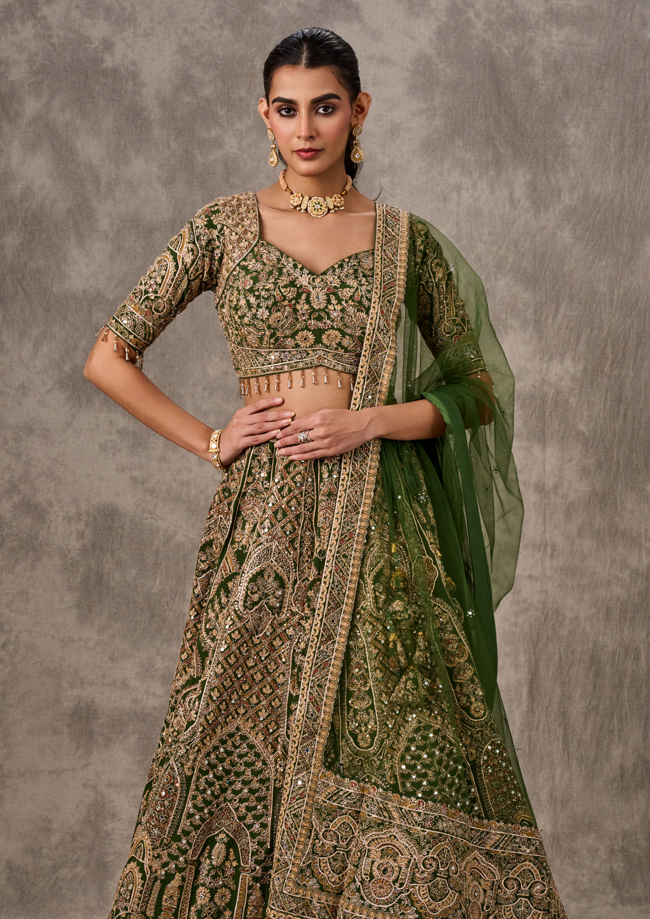 Twamev Women Emerald Enchantment Lehenga