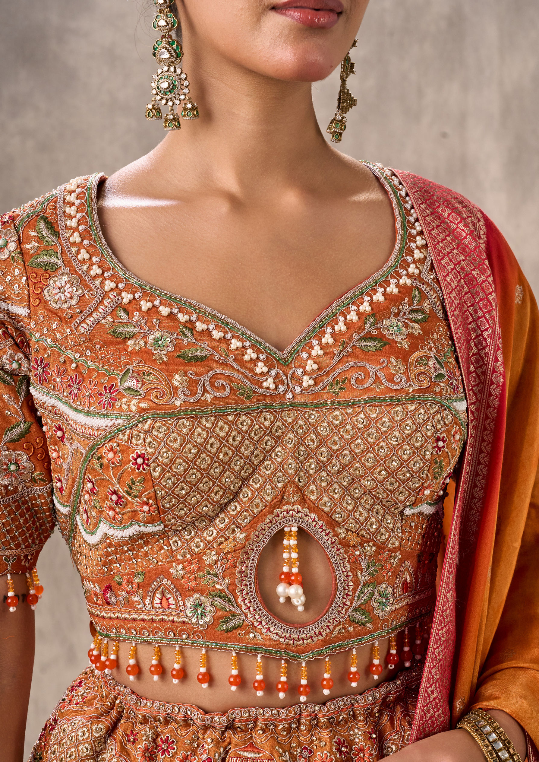 Twamev Women Vibrant Orange Lehenga