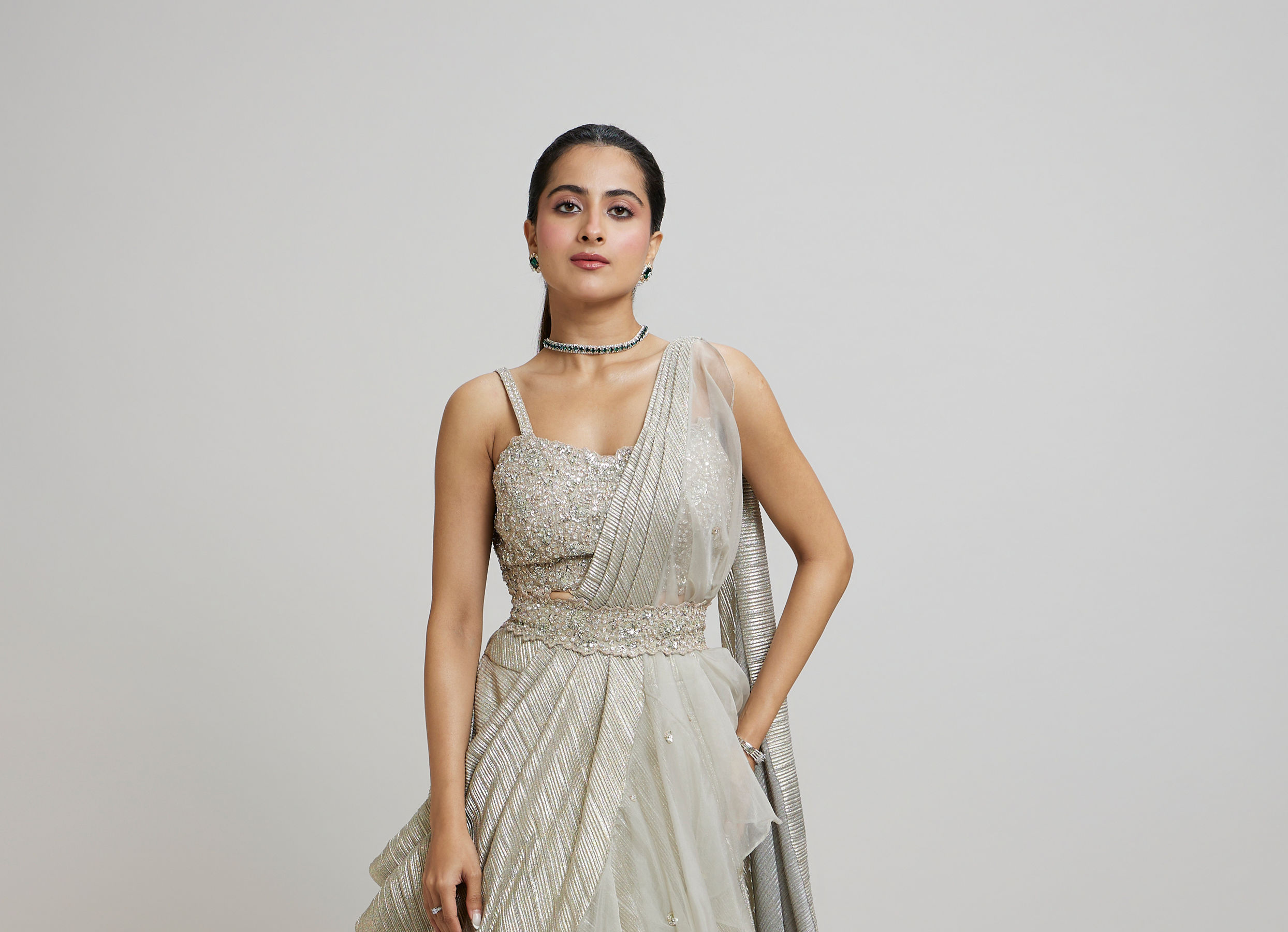 Twamev Women Grey Elegance Femina Lehenga