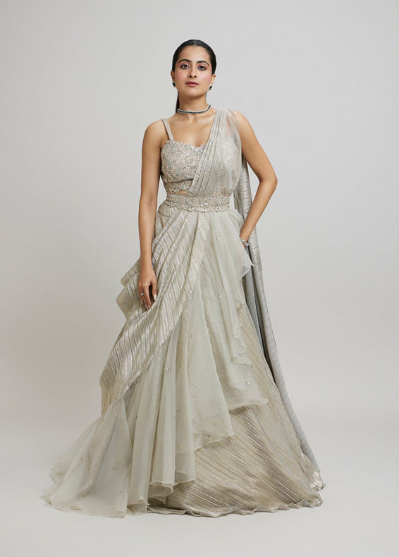 Twamev Women Grey Elegance Femina Lehenga