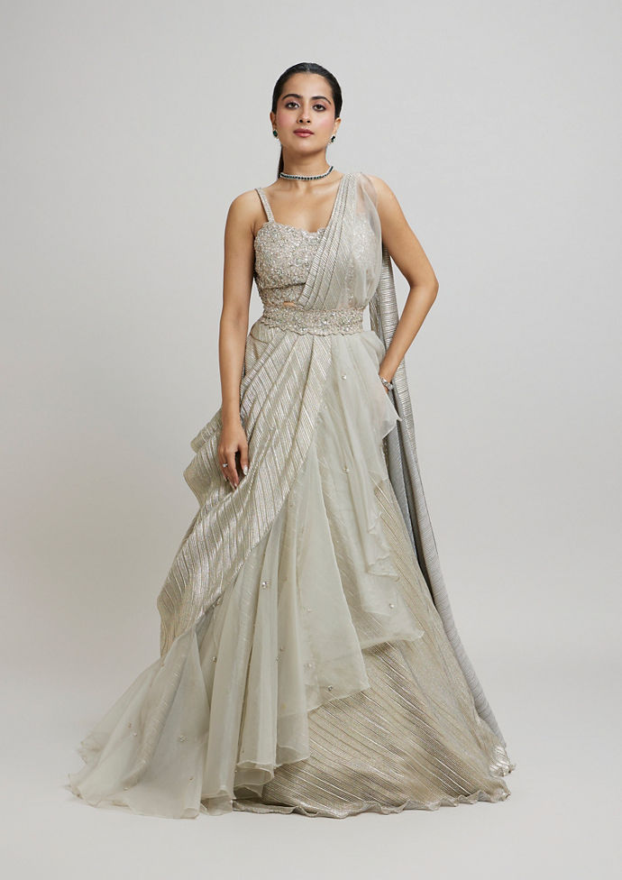 Twamev Women Grey Elegance Femina Lehenga