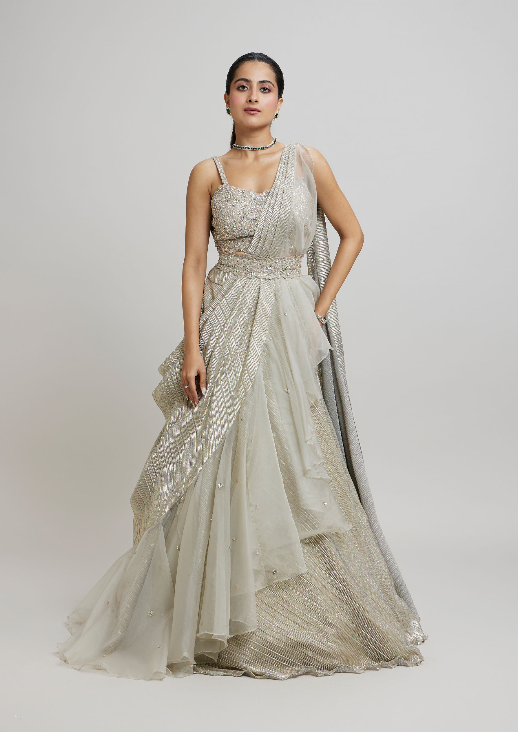 Twamev Women Grey Elegance Femina Lehenga