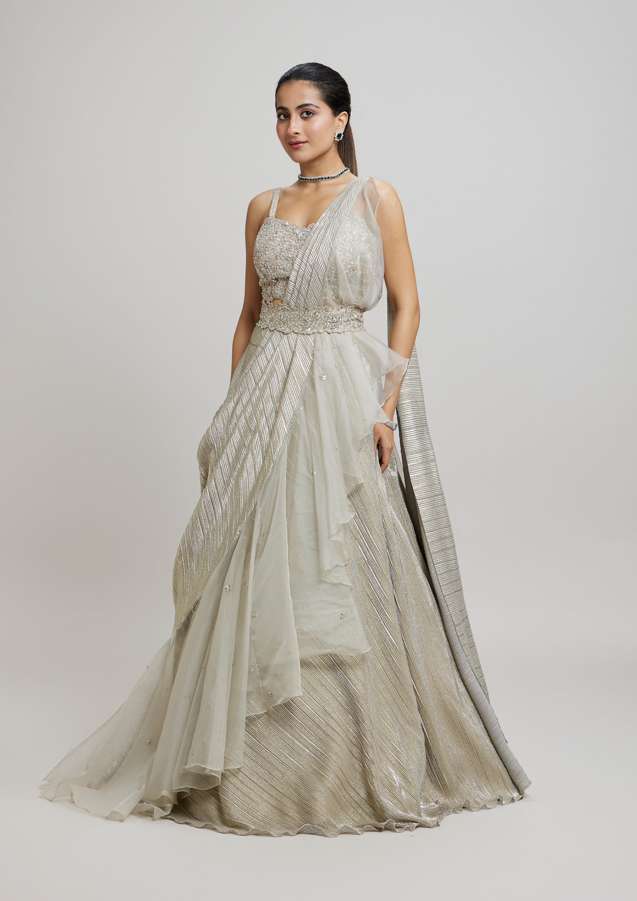 Twamev Women Grey Elegance Femina Lehenga