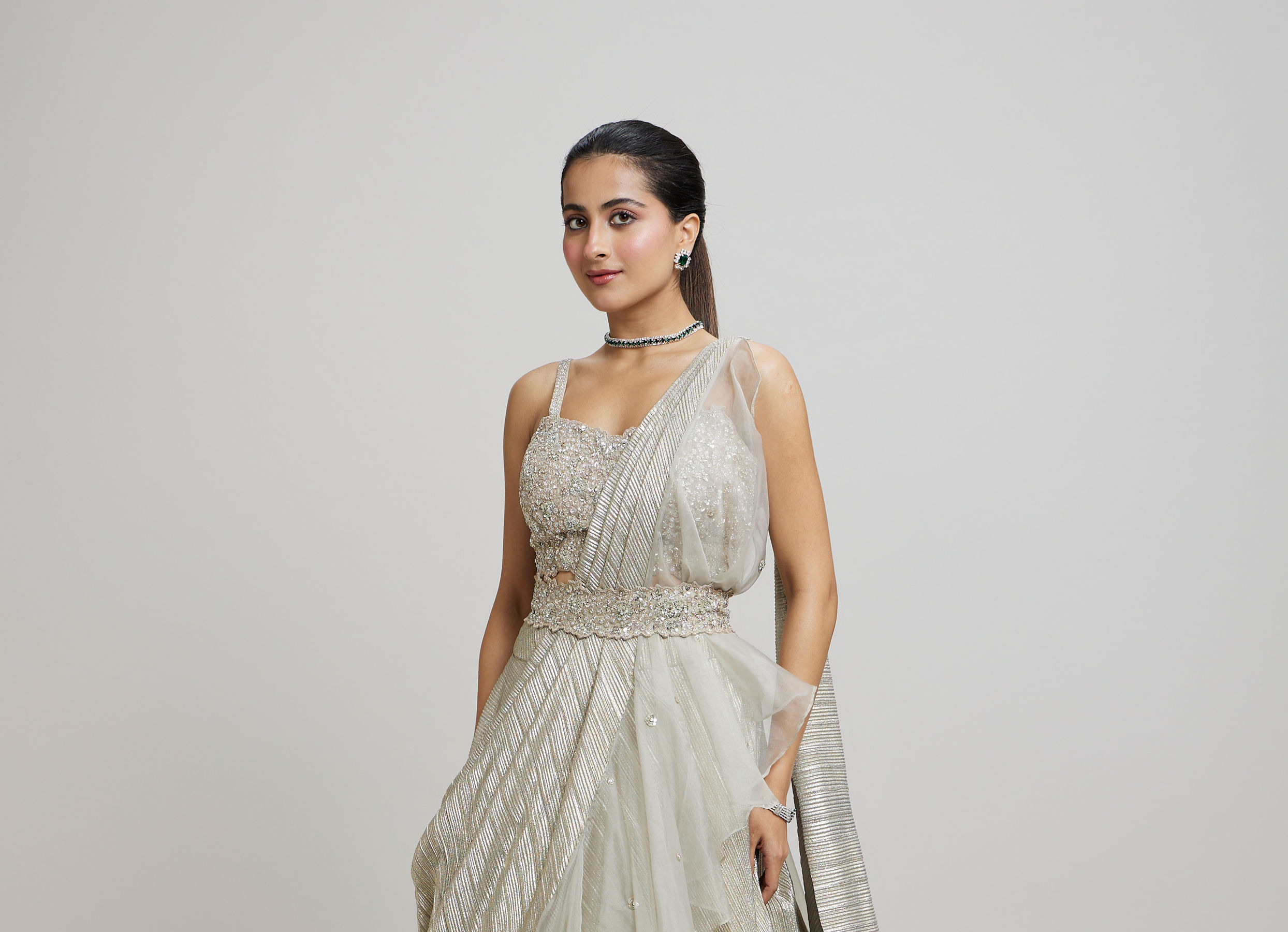 Twamev Women Grey Elegance Femina Lehenga