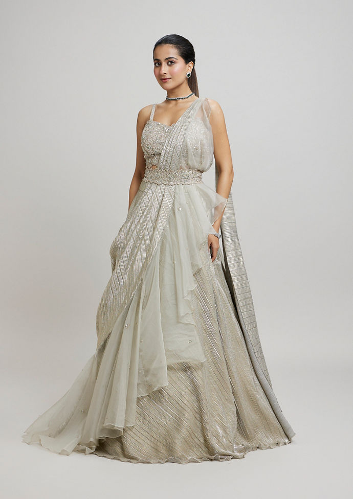 Twamev Women Grey Elegance Femina Lehenga