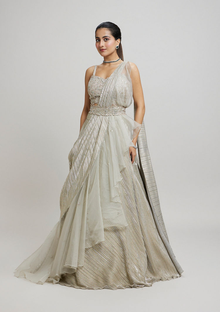 Twamev Women Grey Elegance Femina Lehenga