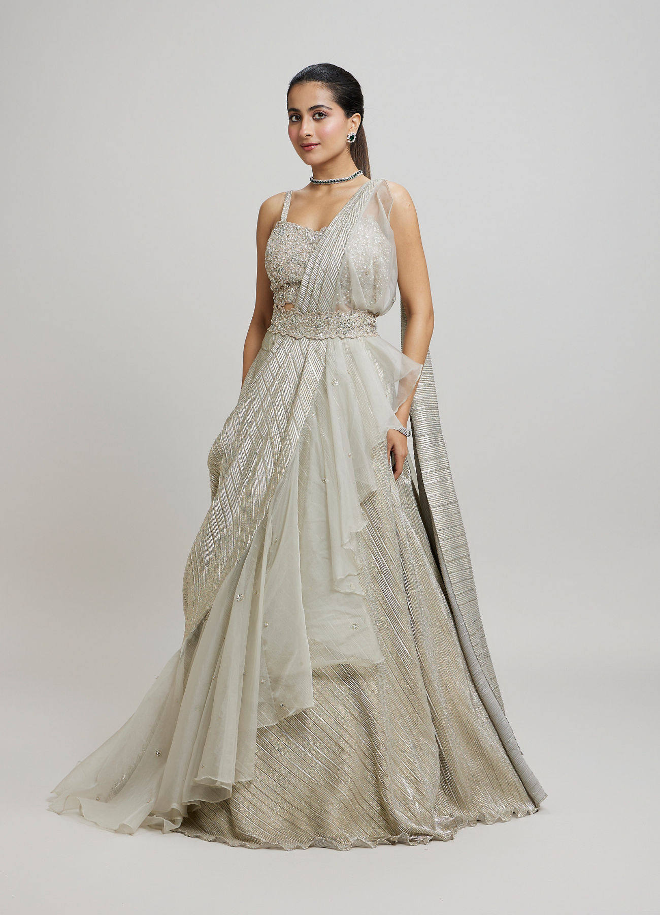 Twamev Women Grey Elegance Femina Lehenga